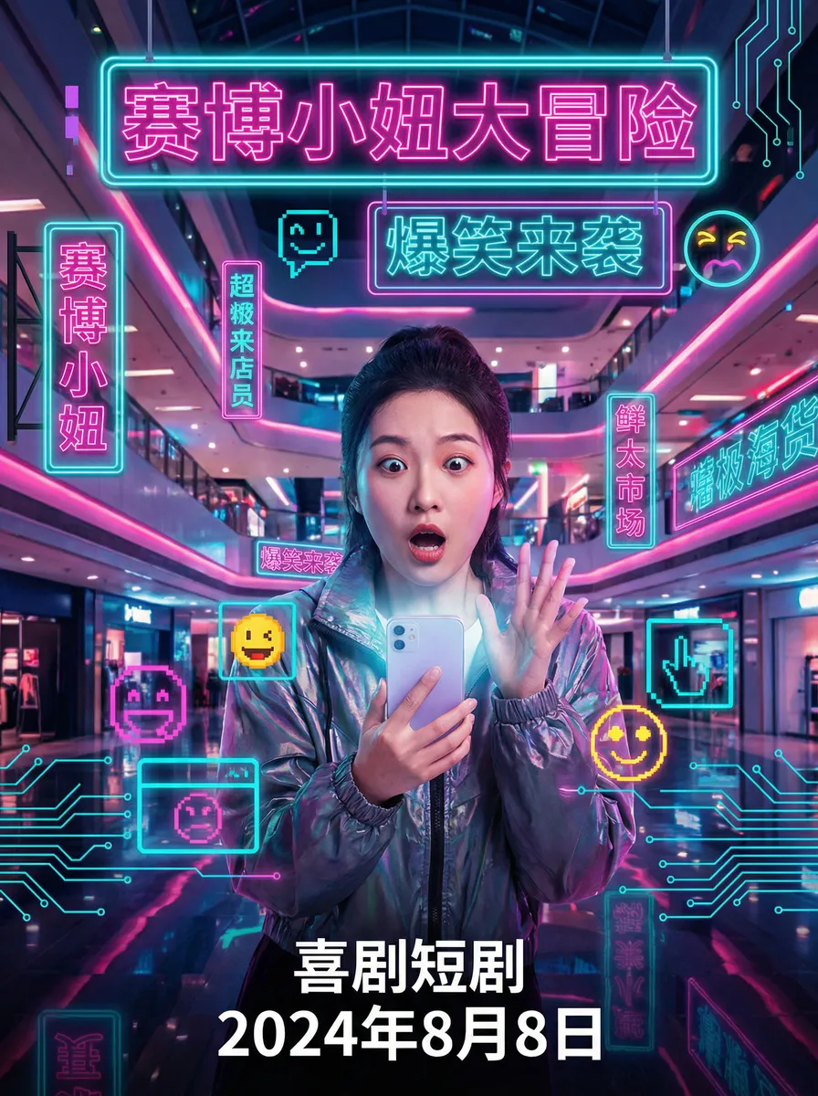 隔壁的邻居完整版电影 搞笑喜剧短剧 - 赛博小妞大冒险海报